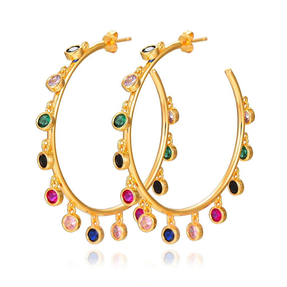 

GODKI Jimbora Geometric Drops Dangle Earrings Trendy Cubic Zircon Wedding Engagement Party Indian gold earrings for women
