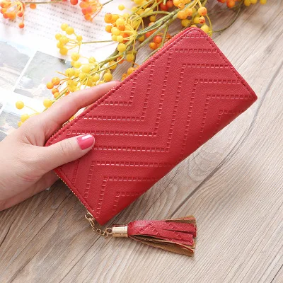 Red Длинный кошелек, женские кошельки с кисточками, модный кошелек для монет, держатель для карт, женские кошельки, высокое качество, клатч, сумка для денег, кошелек из искусственной кожи - Цвет: Red
