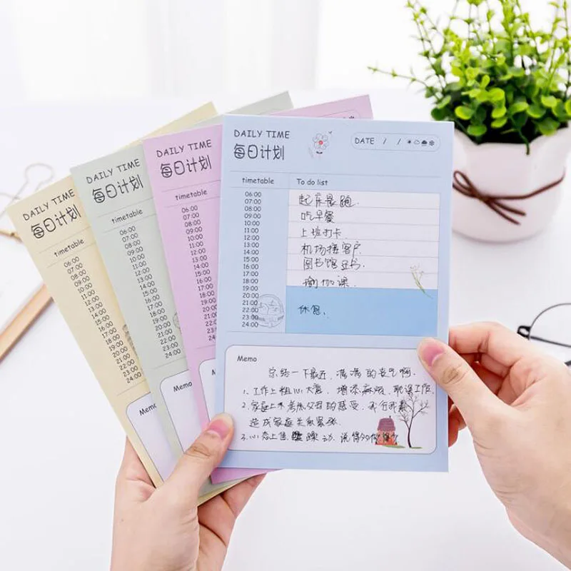 

1pc Cute Day/Week/Month/Tearable Plan Scratchpad Small Book Time Management Schedule Notepad School Supplies Office Stationery