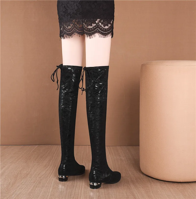 MoonMeek/Зимние Сапоги выше колена наивысшего качества больших размеров 33-42 2020