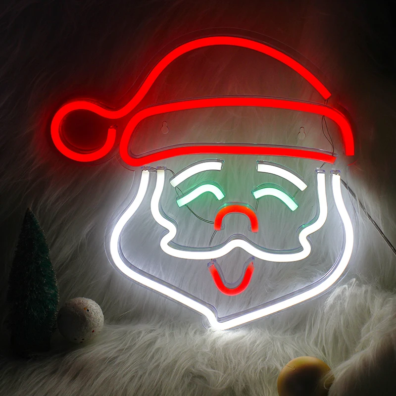 Wanxing Neon Christmas Neon Santa Claus Christmas Party Supplies Neon Night Lamps For Bedroom Game Usb With Switch Room Decor