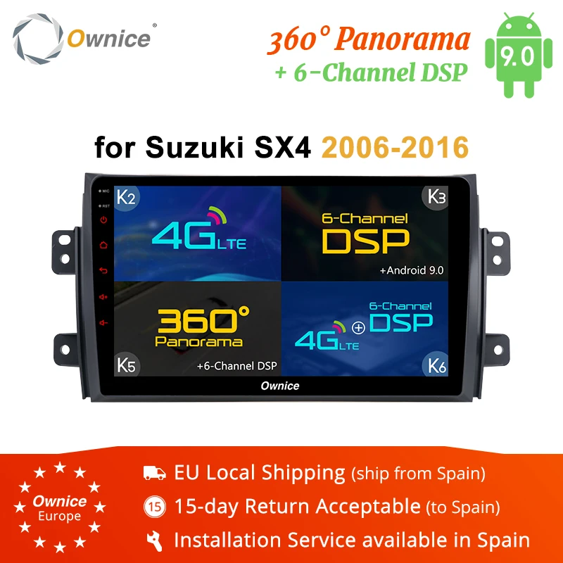 Автомобильный DVD проигрыватель Ownice K1 K2 K3 K5 K6 Android 9 0 360 Panorama DSP 4G LTE 2Din для SUZUKI SX4 2006 2016