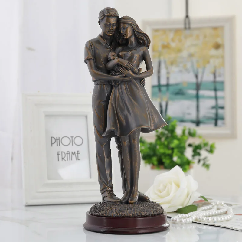 style 1 Ретро Ностальгический happy family украшения семья из трех человек для свадьбы, годовщины, дня рождения подарок жене статуя Семья украшения из смолы - Цвет: style 1