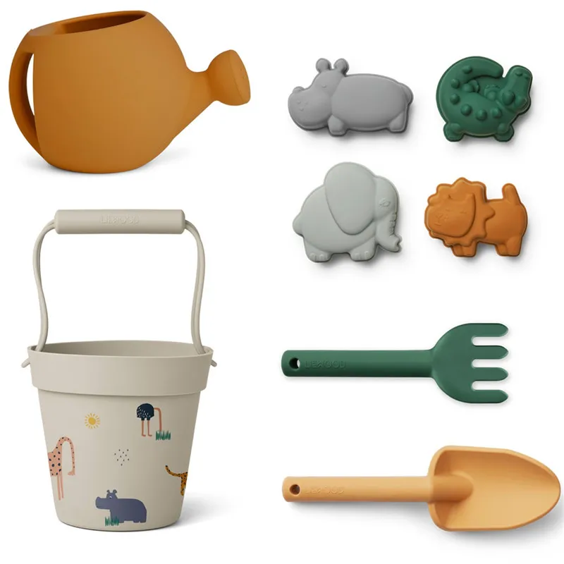 

Silicone Children Beach Toys 6 Pcs Kit Baby Summer Digging Sand Tool with Shovel Water Game Play Outdoor Toy Set Sandbox for Kid