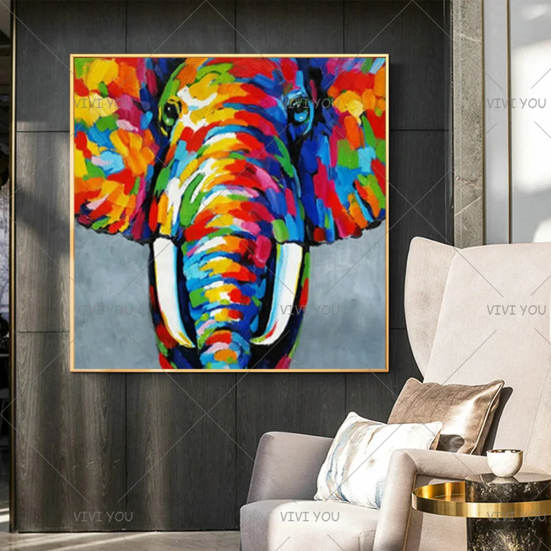 Большой размер 100% ручная роспись новый абстрактный слон масляная живопись на