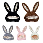 Шапка плюшевая короткая с ушками кролика для взрослых и детей