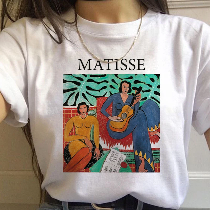 Женская Винтажная Футболка Matisse с рисунком маслом в Корейском стиле 90s|Футболки| |