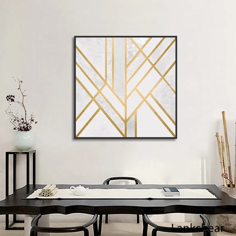 Nordic Стиль минималистский геометрический абстрактный золотой линии Цвет блок