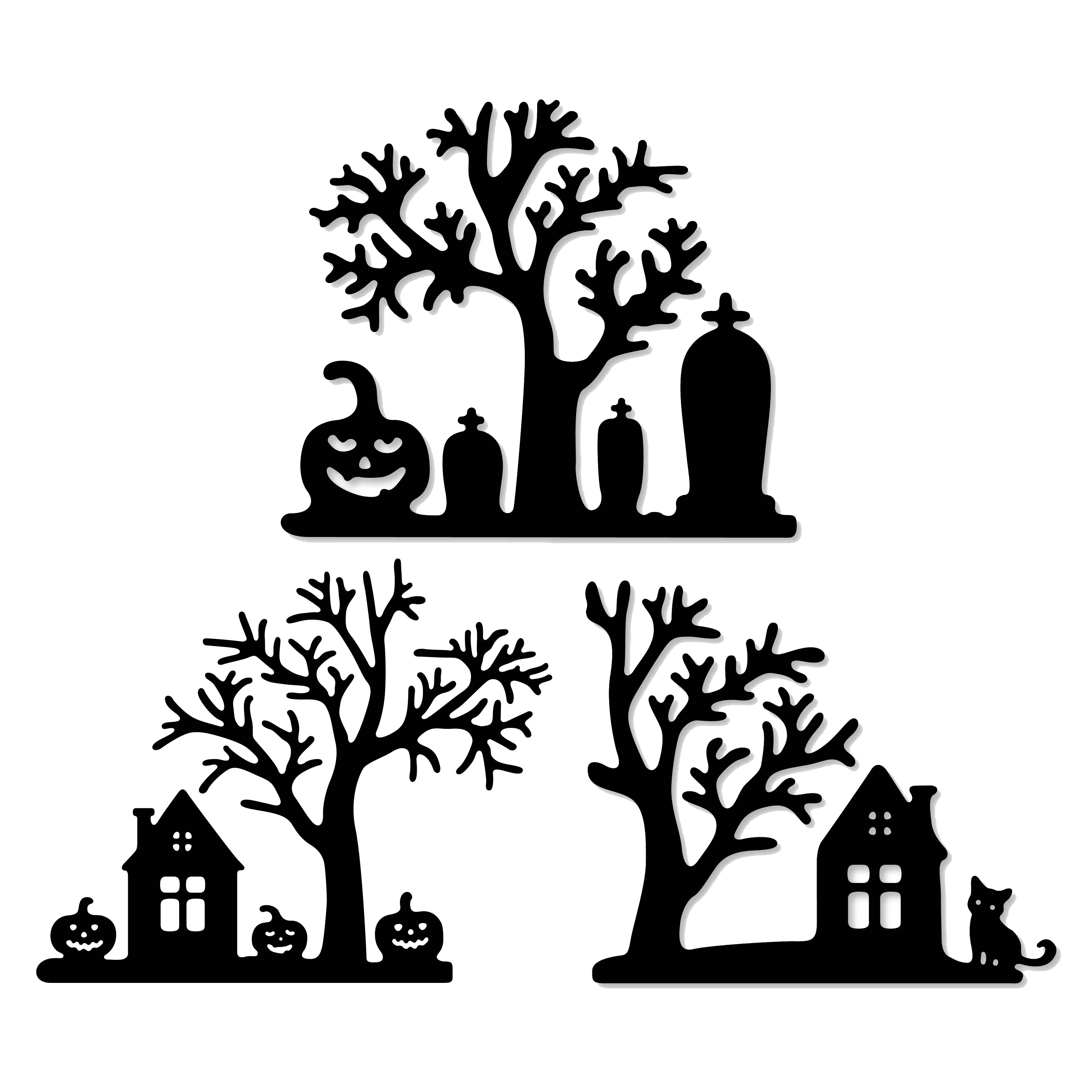 Хэллоуин штампы дерево тыква дом рамка металлические Вырубные трафареты для DIY