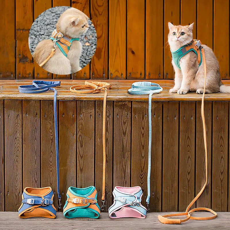 

Cat Harness Fashion Reflective Vest Colorful Dog Collar Adjustable Pet Harness Leash Floral Print Harness Collar Cat Accessories
