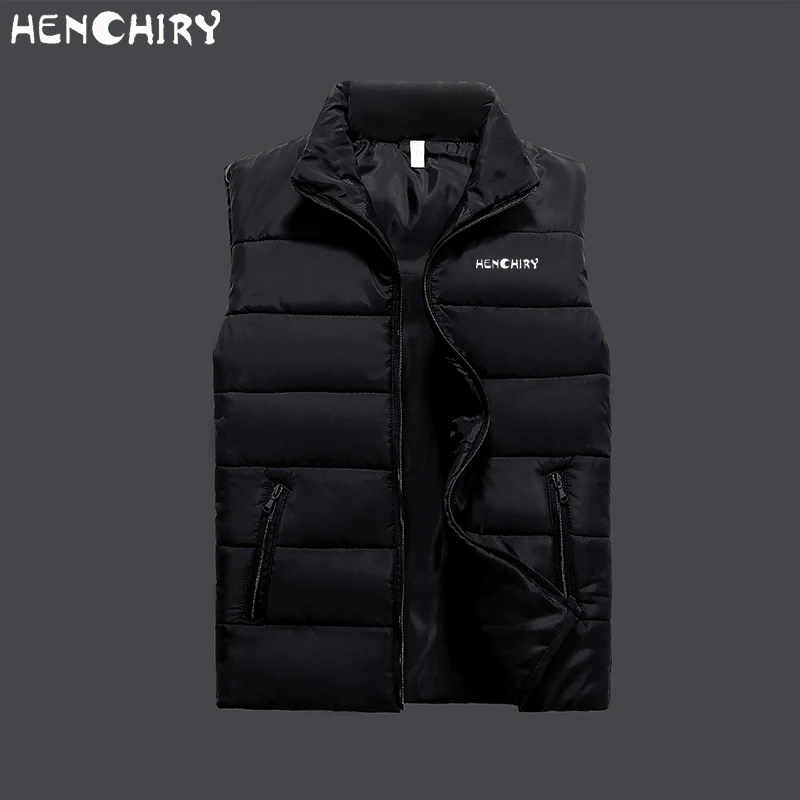 HENCHIRY Winter Men Vest Fashion Man Sleeveless Jacket Warm Plus Size Brand Men's Jackets M-XXXXL |