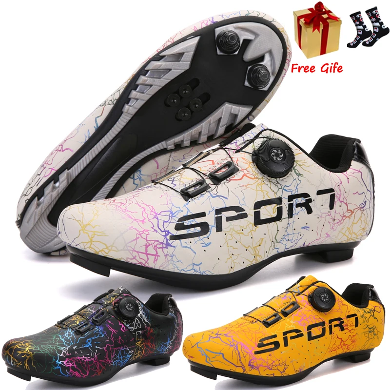 Professional Self-Locking Men Road Bike Shoes Ultra-Light Non-Slip Women MTB Cycling Shoes SPD Pedal Racing Flat-Bottomed Shoes