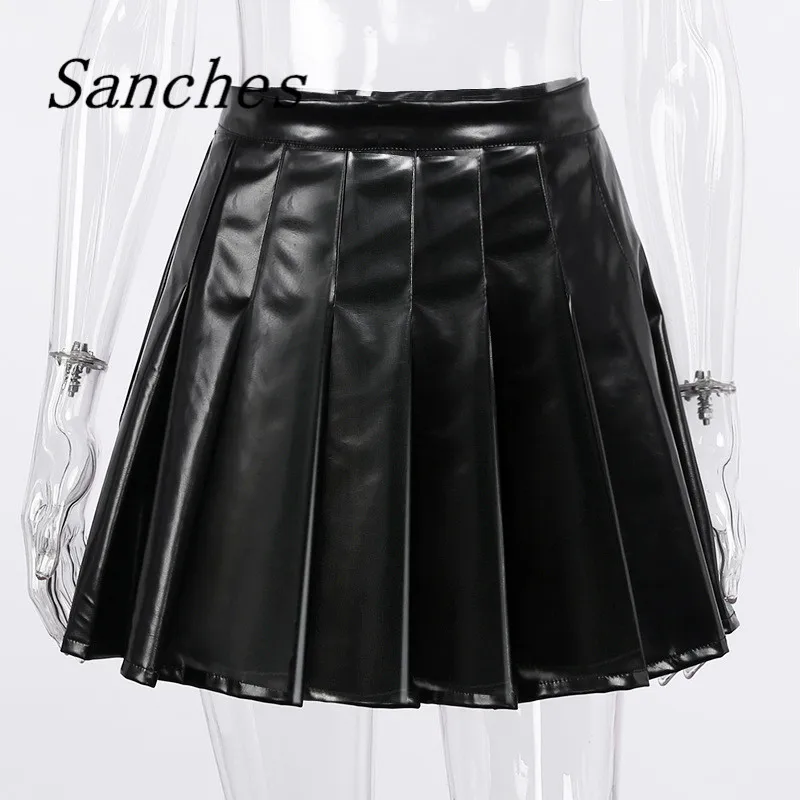 

Женская плиссированная юбка из ПУ кожи, на осень/зиму