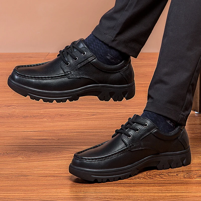 

New Men Oxford Genuine Leather DUsiness Shoes Lace Up Flats Male Casual Shoes Footwear Loafers Men Big Size 37-49 *1130