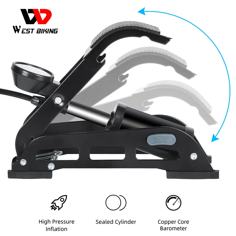 WEST BIKING Велосипедные насосы высокого Давление датчик ножной воздушный насос на