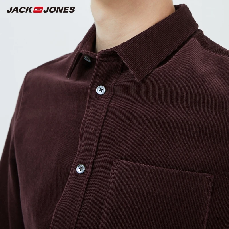 Мужская приталенная рубашка JackJones винтажная из 100% хлопка с длинными рукавами