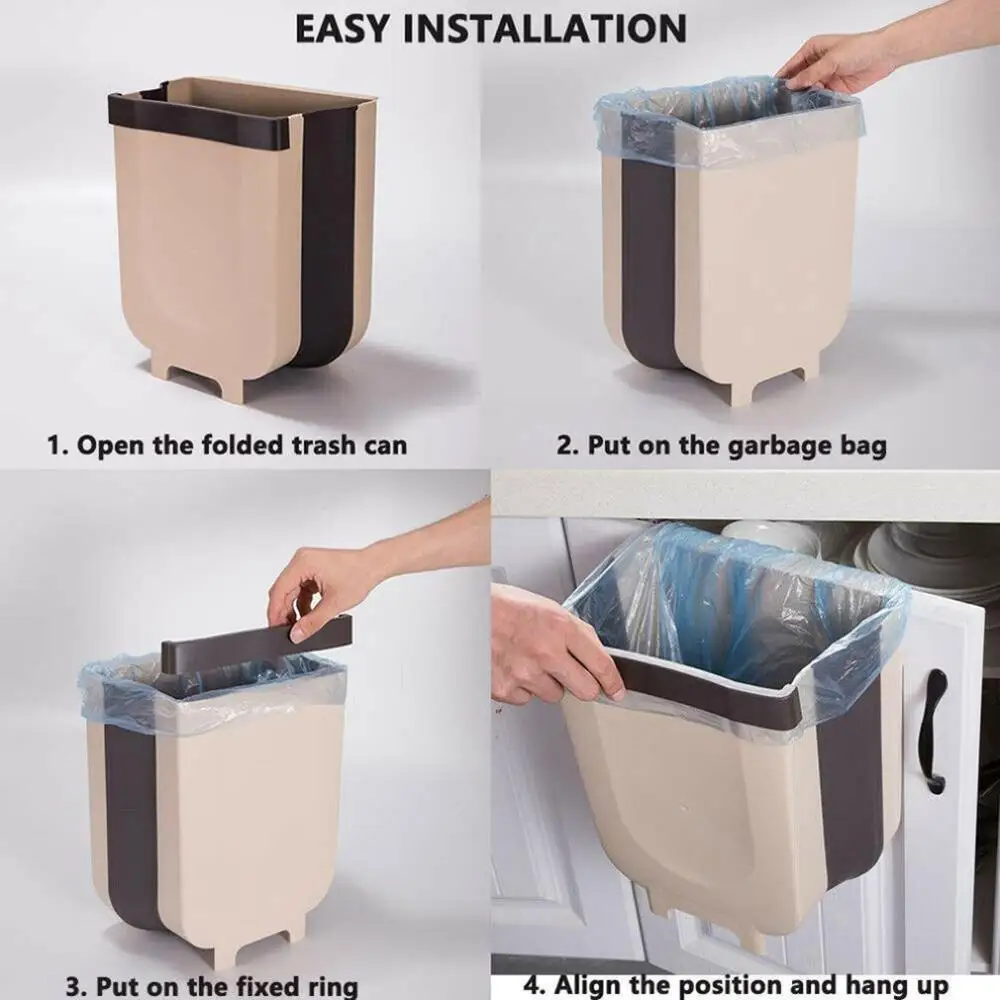 foldable hanging trash bin kitchen cabinet door storage trash wall mounted bin for waste storage in toilets bathroom accessories free global shipping