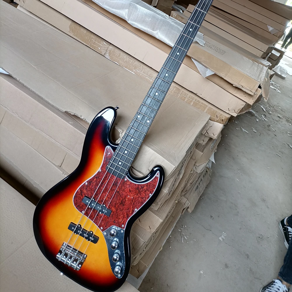 

Бесплатная доставка, 4 струны, Табак Sunburst, электрический бас с активными пикапами, подставка из розового дерева