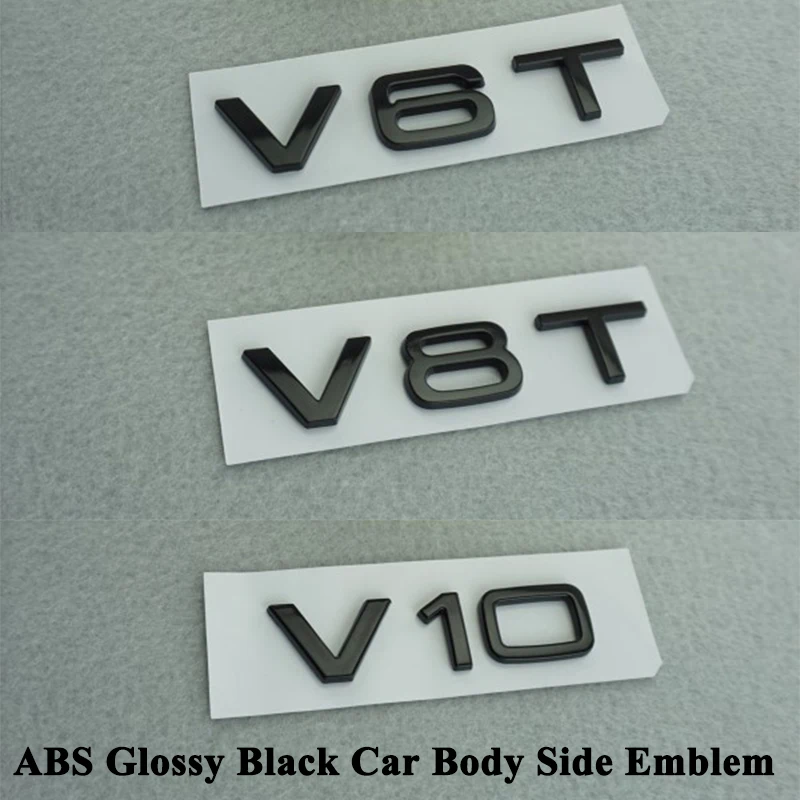 Фото 1 шт. Стайлинг ABS Глянцевая черная эмблема бокового кузова автомобиля V6T V8T V10