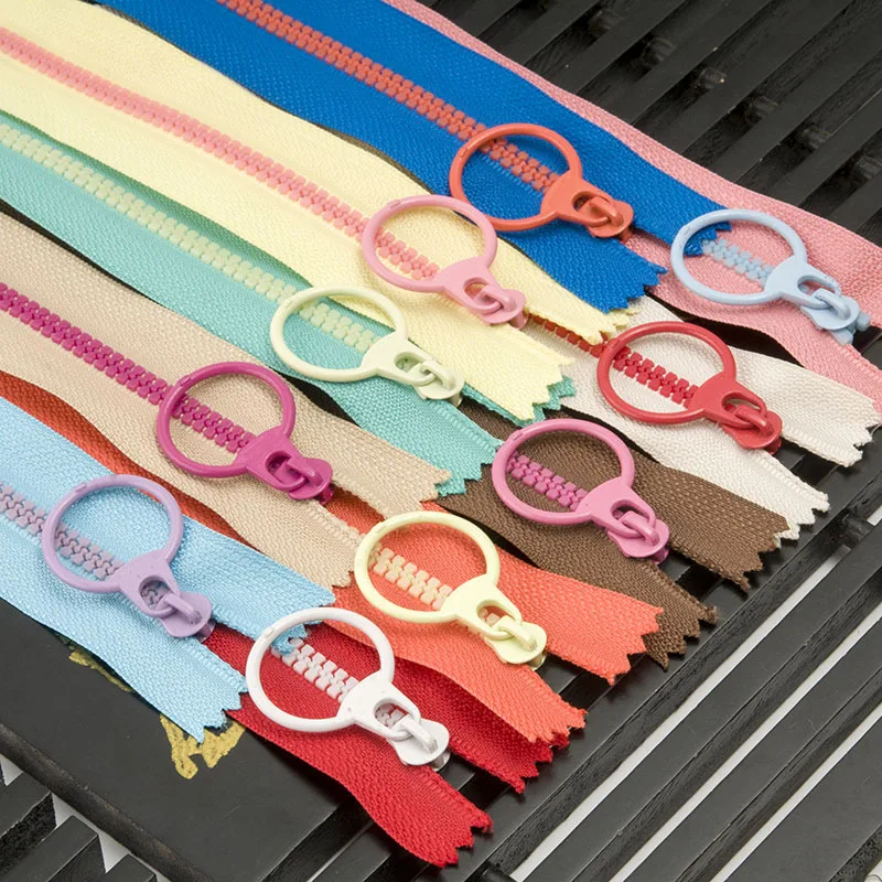 5PCS 15/20/25/30/35cm 3# Closed End Resin Zippers Pull Ring Zip Slider Head for Sewing Bags Wallet Purse Cloth Accessories Craft