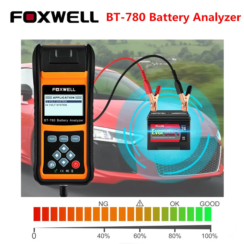 Анализатор батареи Foxwell BT780 BT 780 со встроенным термопринтером|Тестер