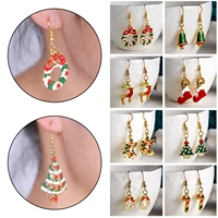 trendy festival ornaments christmas earrings 1pair christmas tree earrings for women metal stud earring fashion gift jewelry