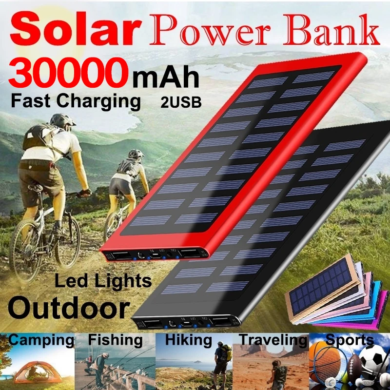30000mAh ультра-высокая емкость солнечной энергии портативное зарядное устройство