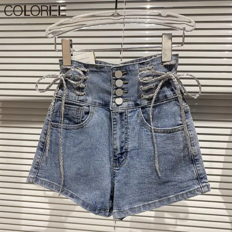 

Korean Fahsion Bow Women's Denim Shorts Classic Vintage High Waist Blue/Black Female Caual Summer Ladies Shorts Jeans For Women