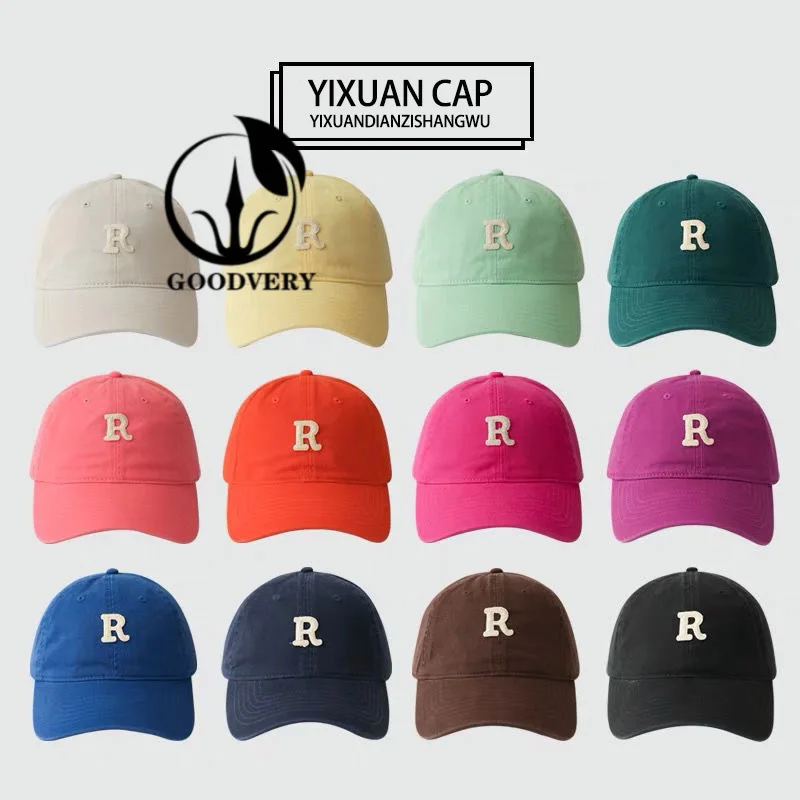 

2021 new ins style R letter baseball hat female versatile white couple sun hat male face small duck tongue hat