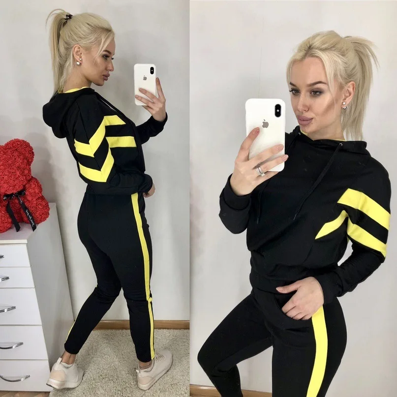 Женский спортивный костюм Harajuku зимний комплект из 2 предметов толстовка с
