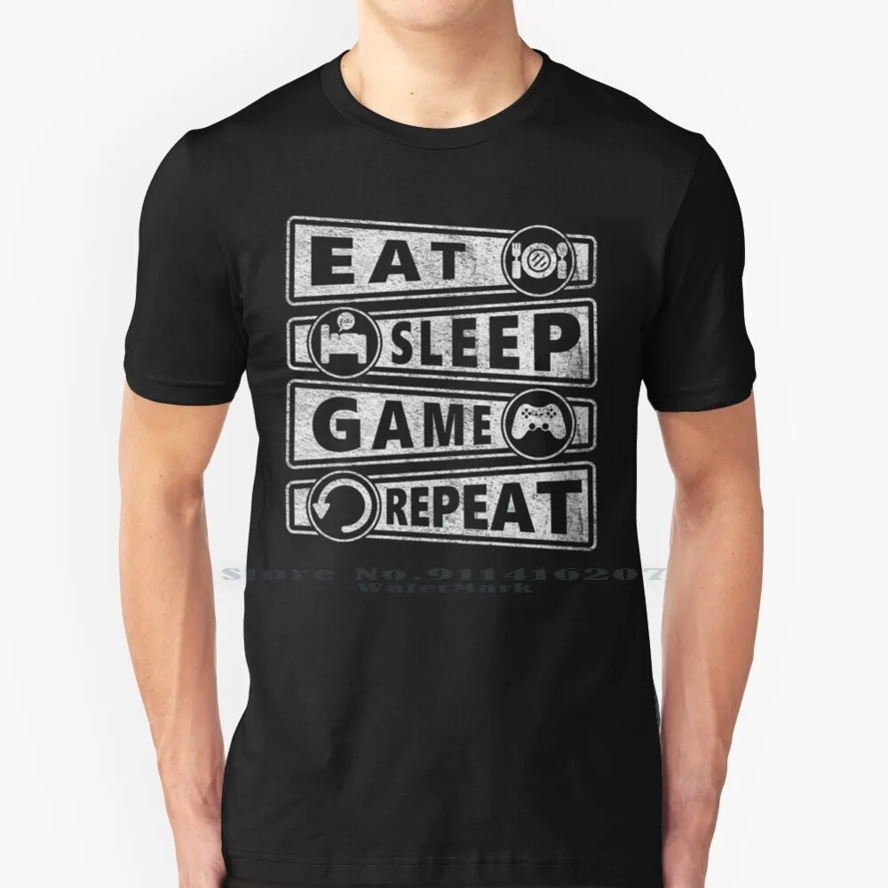 Eat Sleep игры повторяют футболка 100% натуральный хлопок &quot сна съесть Повторите