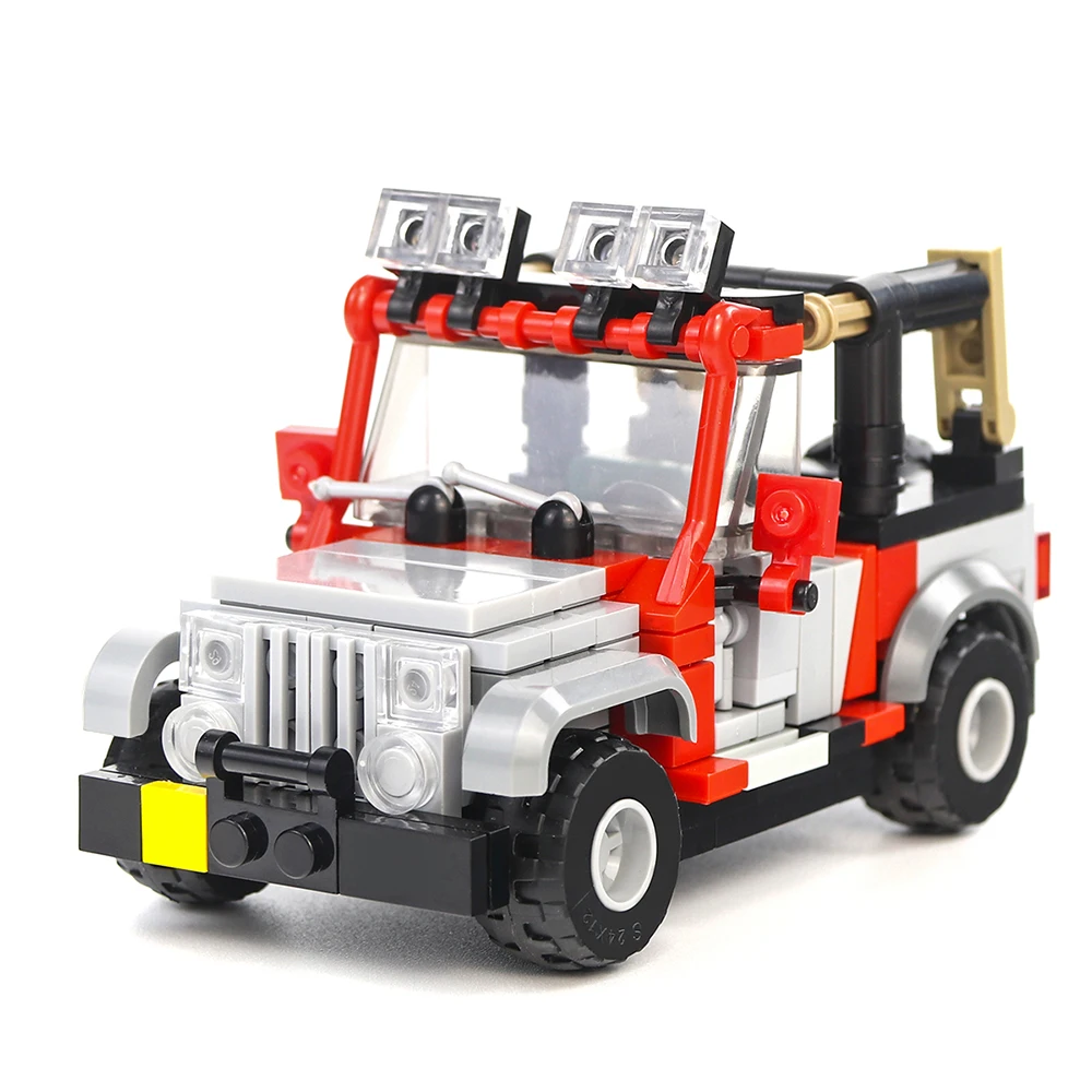 

MOC-25912 Jurassic-Park Car World Jeeps-Anti-Aircraft Bricks Model Building Block Vehicle Explorer Soldier Toys For Kids Gifts