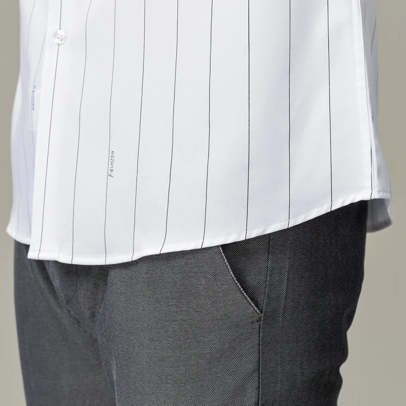 

Men Shirt Casual Brand High Quality Stripe Long Sleeve Button Slim Fit Work Shirts Social Dress Shirts Mens Fashions Shirt Men