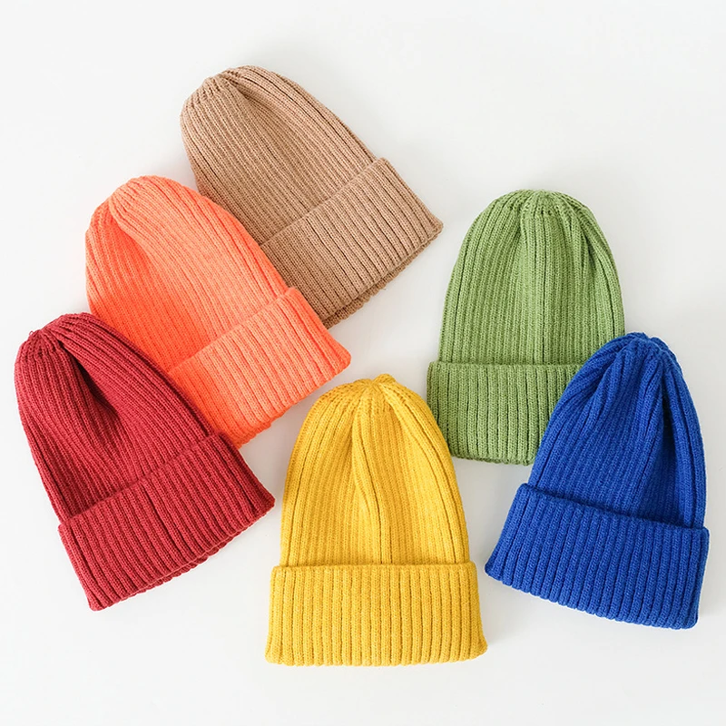 

Winter Warm Melon Cap Candy Color Knitted Hat For Women Casual Beanie Hats Men Leisure Hats Outdoor Ski Caps Fashion Skull Cap