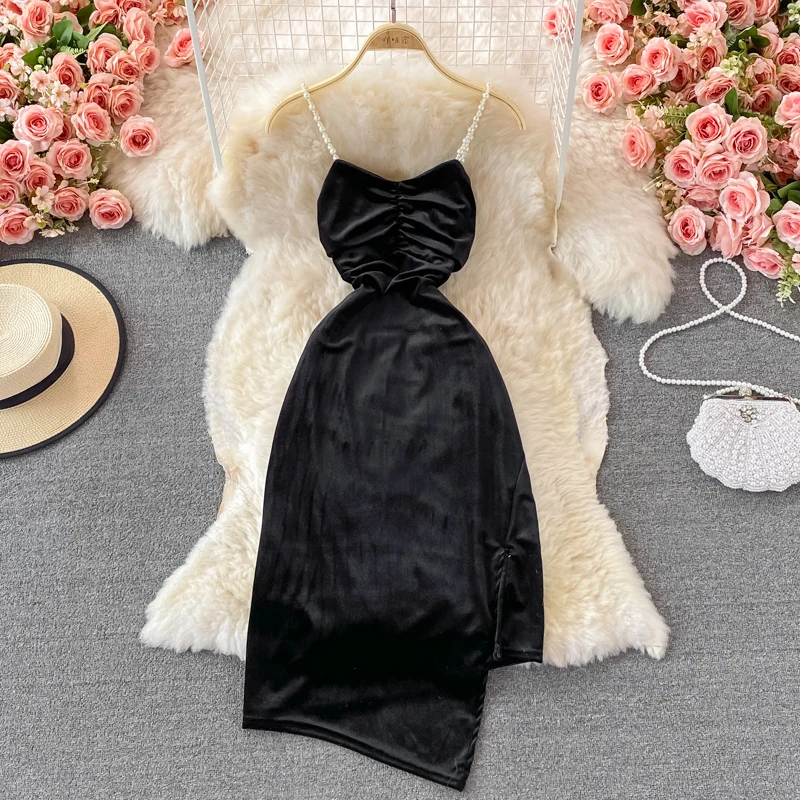 Осеннее праздвечерние чное красное платье элегантное Новое корейское