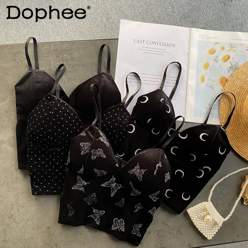 

Женский бархатный уличный топ с V-образным вырезом и принтом