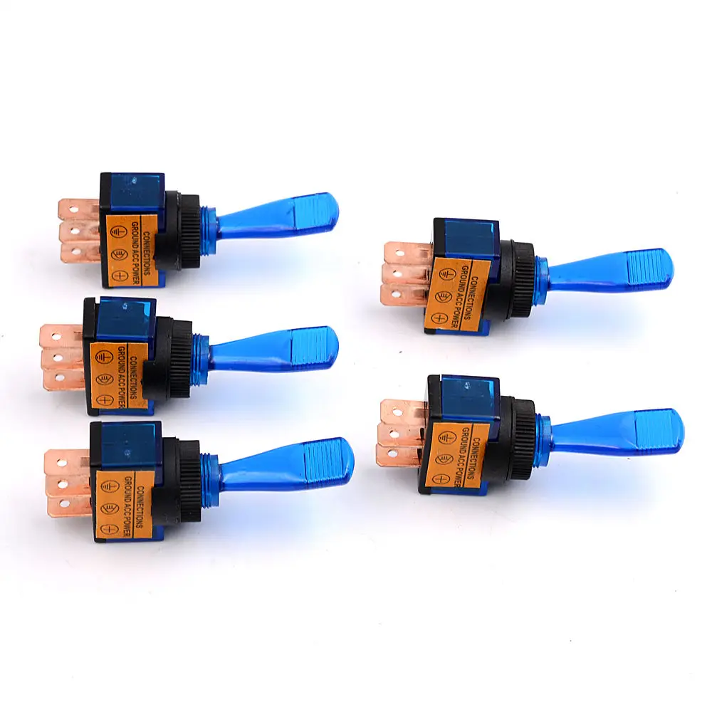 5 шт./лот светодиодная синий кнопочный переключатель кулисный управления 12V 20A