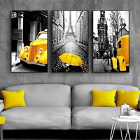 canvas paintings retro european city scenery picture home decor wall art yellow car balloon for bedroom posters and prints