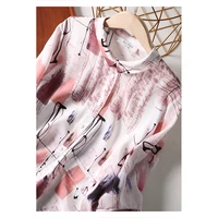 silk printed shirt womens seven point sleeve design sense minority shirt mulberry silk loose and versatile top 2021 new style