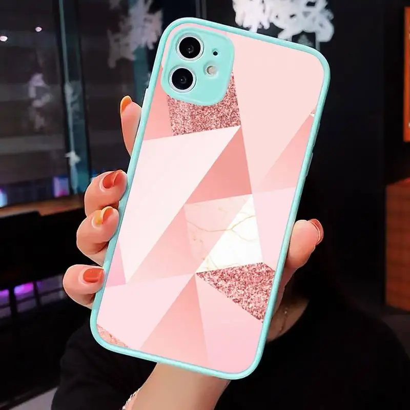 

Geometric Marble Phone Cases Matte transparent For blue iPhone 12 Mini 11 Pro XR XS Max 7 8 Plus X Back Cover