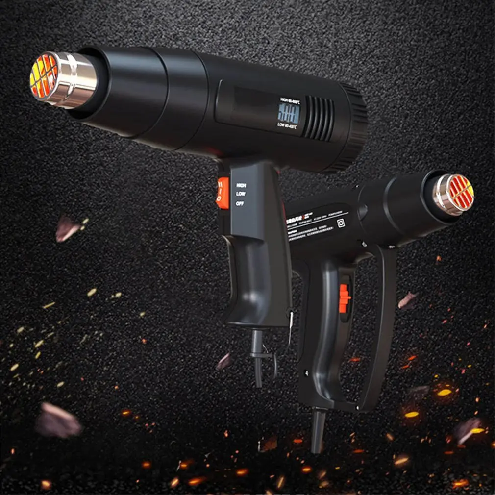 2000 Вт Цифровой Тепловой пистолет термостат с 3 насадками тепловой горячий воздух