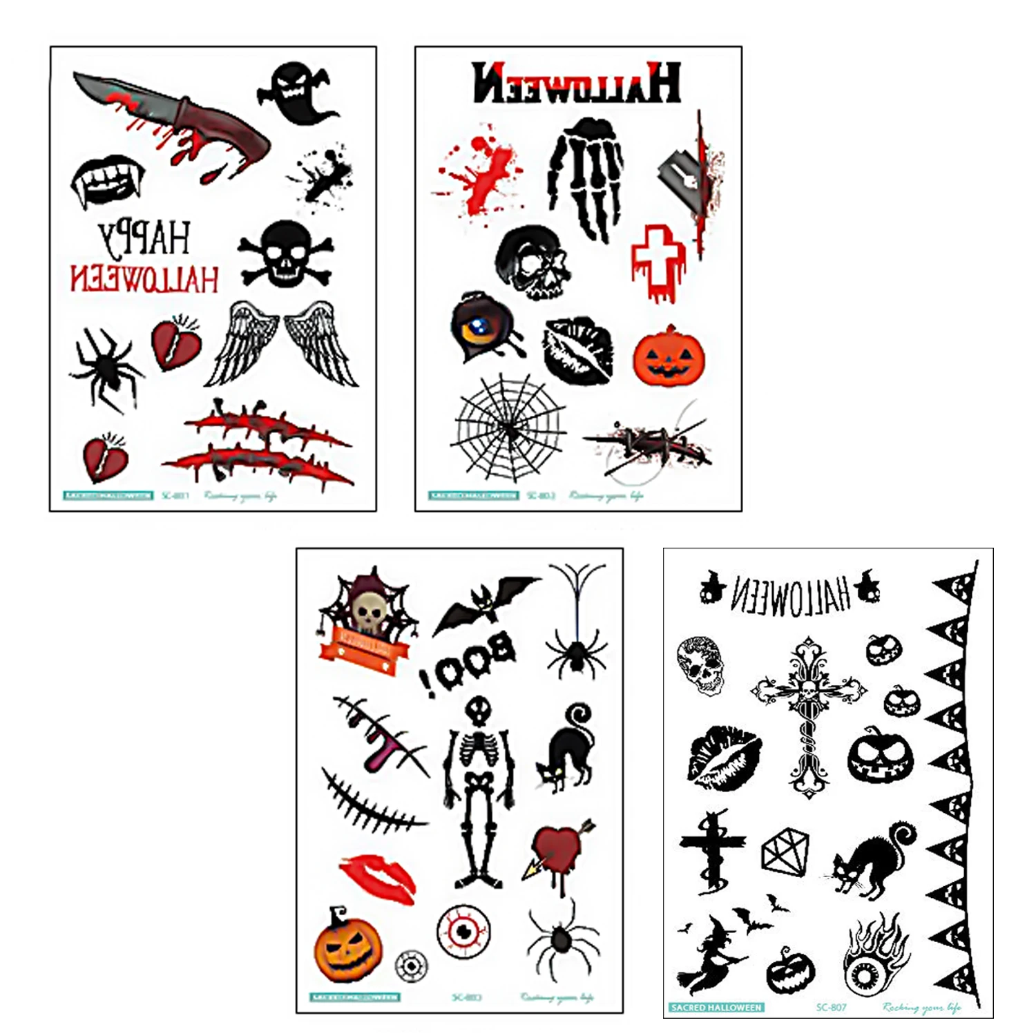 4 листа водостойкие временные тату наклейки|Трафареты для татуировок| |