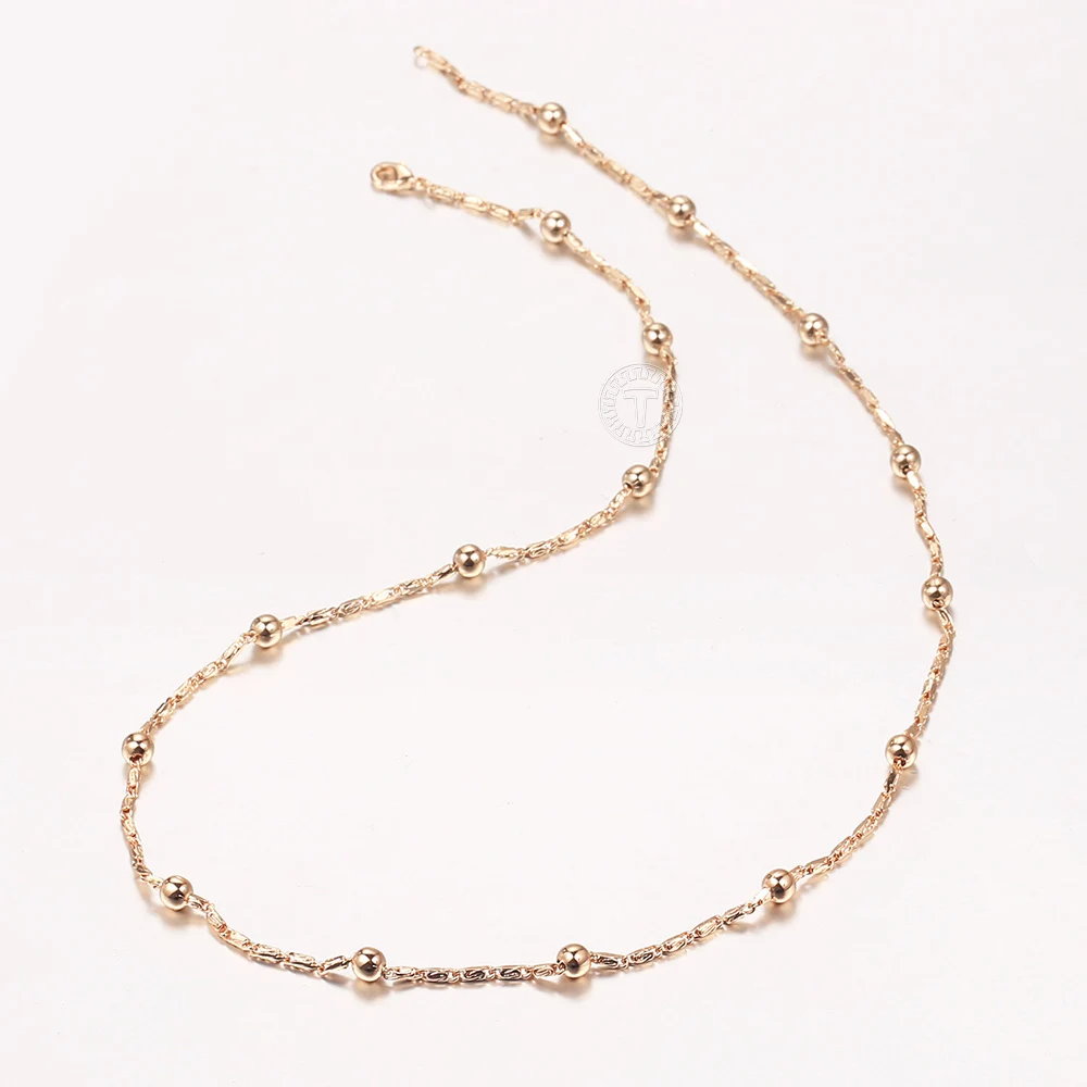Элегантное ожерелье с бусинами и для женщин девочек 585 цвета розового золота - Фото №1