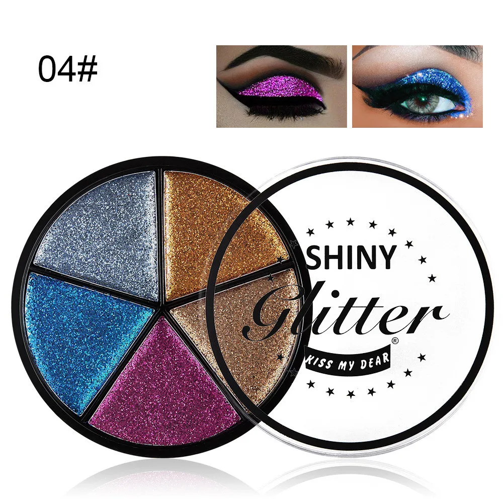 Брендовые блестящие тени для век 5 цветов палитра макияжа с блестками