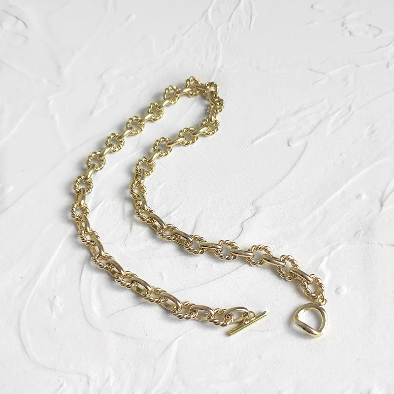 

Minar Minimalist Twisted Knotted Chokers Necklace for Women Brass Gold Toggle Clasp Snake Chains Necklaces Statement Jewelry