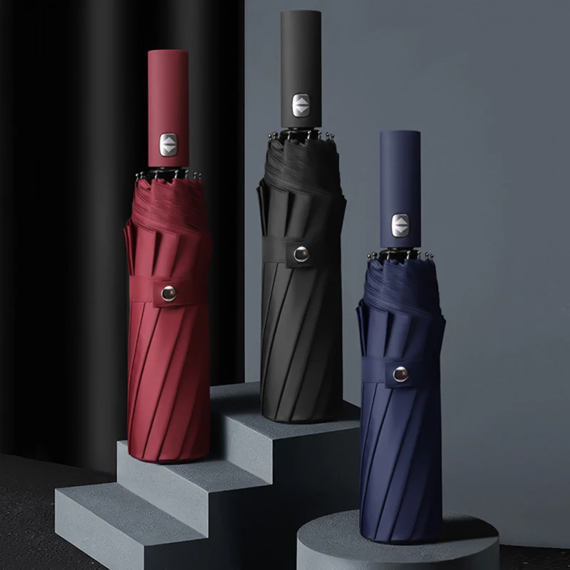 Miglior Nuovo Ombrello Completamente Automatico Uomo Affari 12 Nervature Antivento Grande Golf Ombrello Pioggia Donna Marca Guarda Chuva Ombrelli Pieghevoli