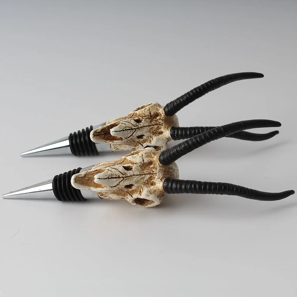

DEOUNY Personalized Antelope Horn Buffalo Skull Wine Plug Beverage Bottle Stopper Creative Resin Silicone Zinc Alloy Bar Tools
