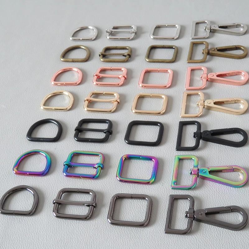 

10Pcs/Pack Metal D Ring Rectangular Buckle Straps Semiring Adjuster For Bag Luggage Accessories Clasp Hook Dog Leash Hardware