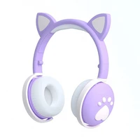 cat ear headset bluetooth earphone led light foldable gaming wireless lovely cute headphone gift for girl and children