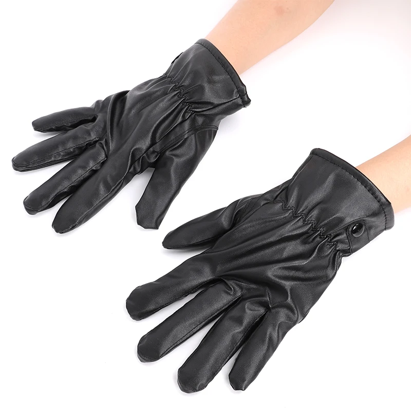 Женские кожаные перчатки с флисовой подкладкой зимние длинные сенсорным экраном